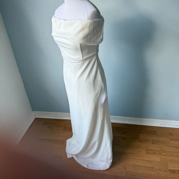 Lulus Exceptional Romance White Off-the-Shoulder Mermaid Maxi Dress Size Large - Picture 7 of 12
